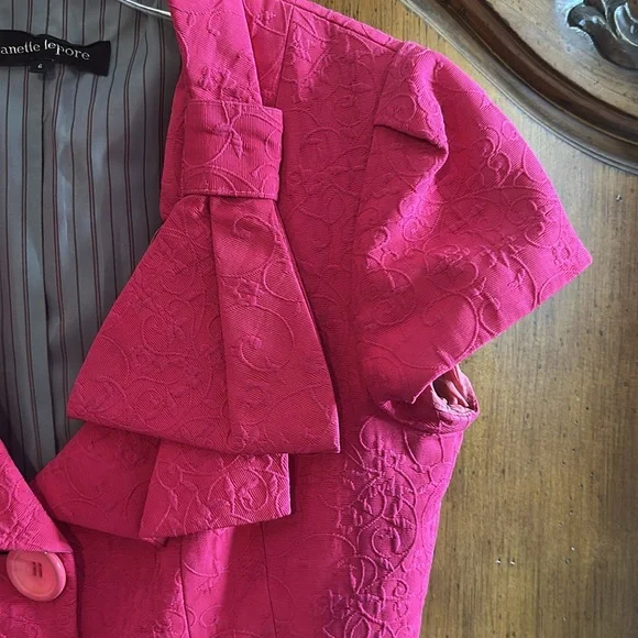 Nanette Lepore Fuchsia Short Cap Sleeve Blazer Vintage Beautiful detail Size 6 - Picture 6 of 11